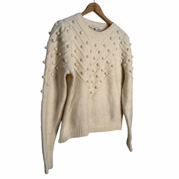 English Factory Pompom Accent Crewneck Sweater Cream Size Medium - Picture 3 of 9